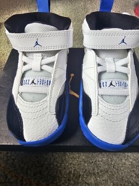 Jordan Kids' White & Blue Basketball Shoes